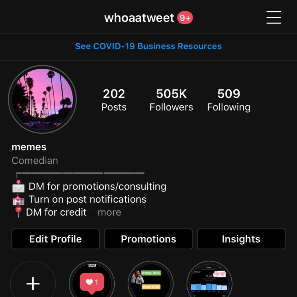 Instagram account 500k followers